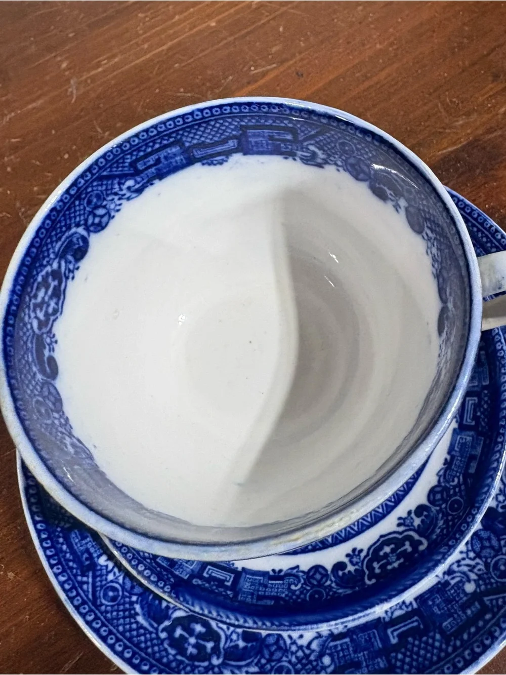 Allerton’s Ltd. Blue Willow 3 Saucers;1 cup Blue and White Chinoiserie.